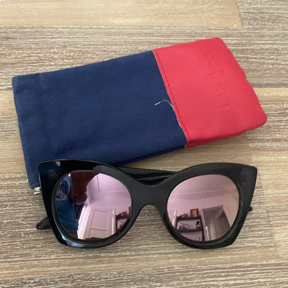 LeSpecs sunglasses black and w pink lenses
